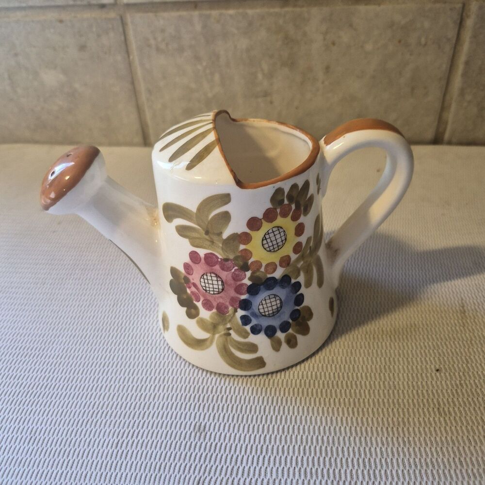 Vintage Made in Japan Ceramic Watering Can Pitcher Floral 5"